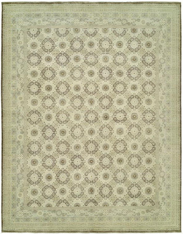 Harounian Vogue Nz-2 Ivory - Brown 10'X14' Hand Knotted Wool Rug 10930