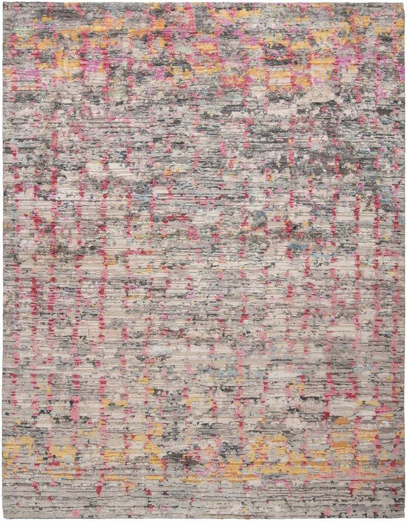 Harounian Intrigue In-104 Slate - Coral 10'X14' Hand Knotted Silk & Wool Rug 2000292