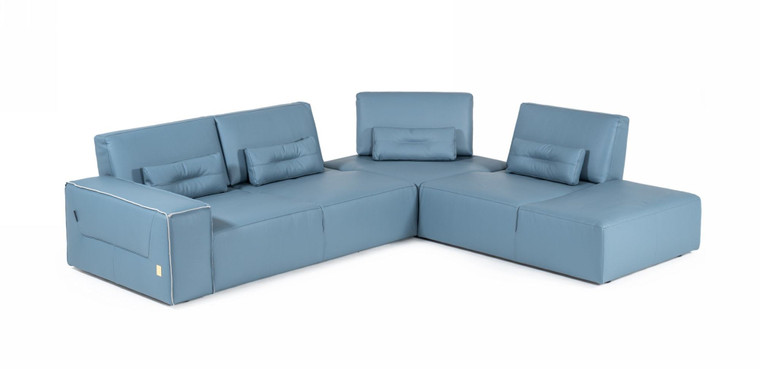 VIG Furniture VGDDENJOY-BLUE Accenti Italia Enjoy - Modern Italian Blue Leather Sectional Sofa