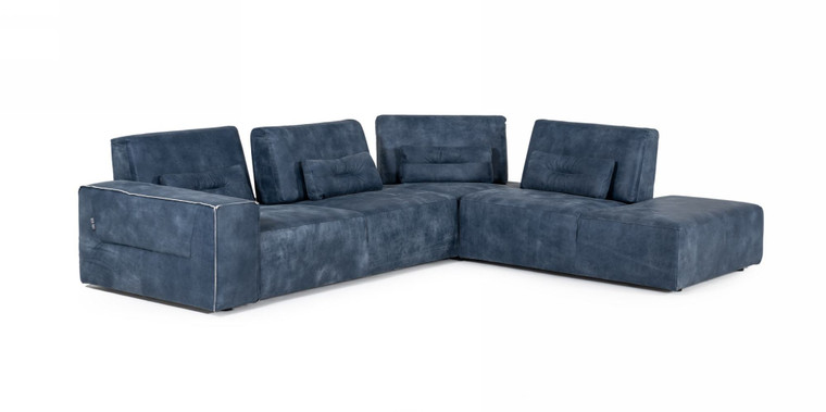 VIG Furniture VGDDENJOY-DKBLUE Accenti Italia Enjoy - Modern Italian Dark Blue Leather Sectional Sofa