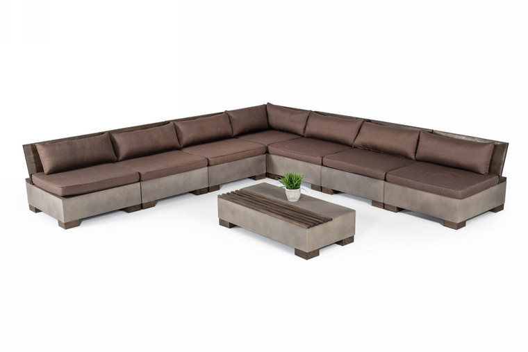 VIG Furniture VGLB-RIVI-RECT-SET Modrest Delaware - Modern Concrete Large Sectional Set - Rectangular