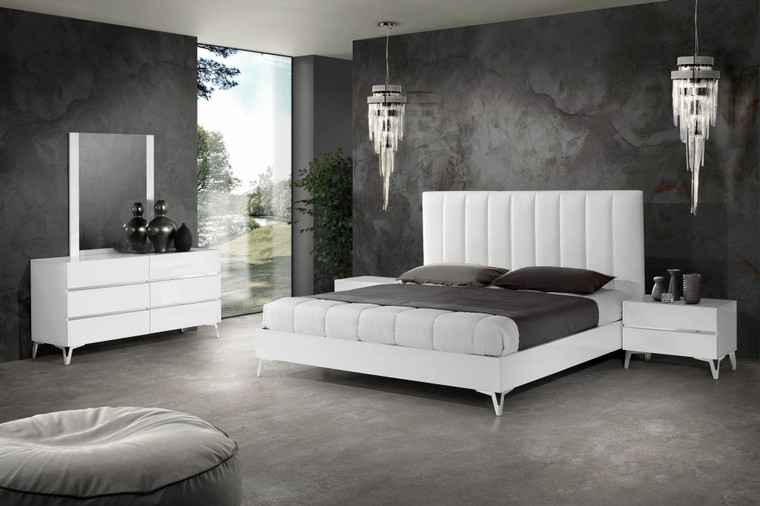 VIG Furniture VGACANGELA-SET Nova Domus Angela - Italian Modern White Eco Leather Bedroom Set