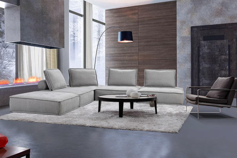 VIG Furniture VGKNK8542-GREY Divani Casa Nolden - Modern Grey Fabric Sectional Sofa