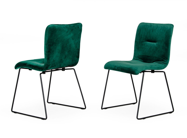 VIG Furniture VGMAMI-913-GRN Modrest Yannis - Modern Green Fabric Dining Chair (Set Of 2)