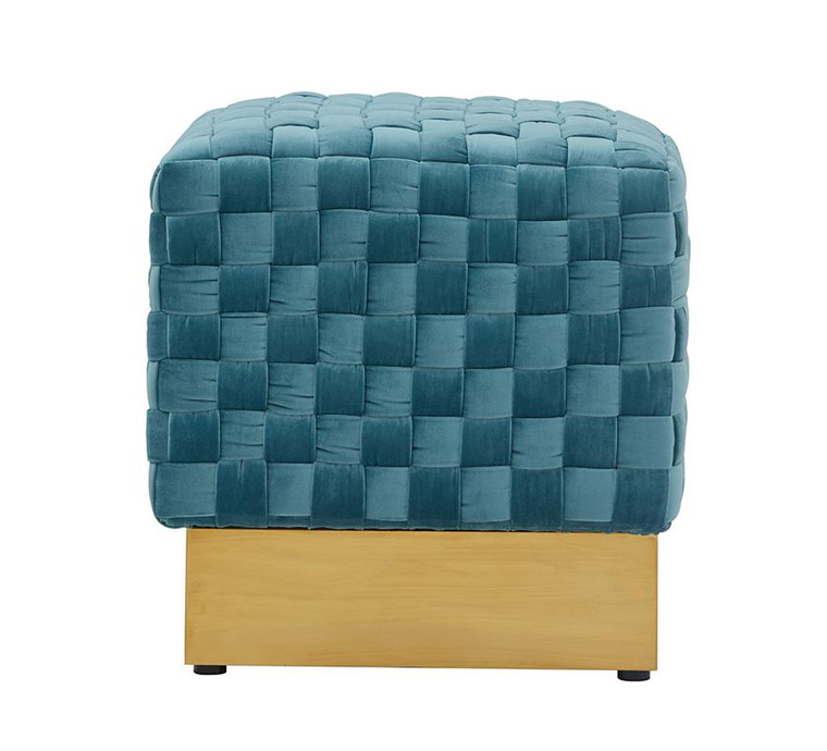 VIG Furniture VGRH-RHS-OT-216-BLU Divani Casa Atwood Modern Blue Velvet Ottoman