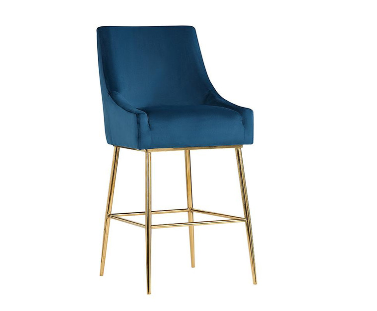 VIG Furniture VGRH-RHS-BS-101-BLU Modrest Gleason Modern Blue Velvet Bar Stool