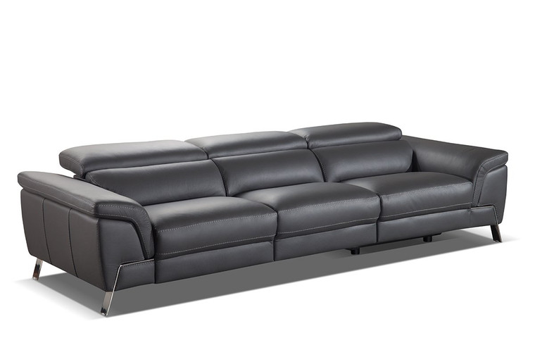 VIG Furniture VGDDAZUR-SOFA-327 Accenti Italia Azur Italian Modern Grey Leather Sofa W/ 2 Recliners