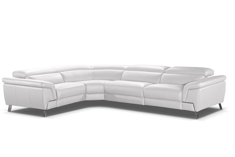 VIG Furniture VGDDAZUR-SECT-WHT Accenti Italia Azur Italian Modern White Leather Sectional W/ Recliner
