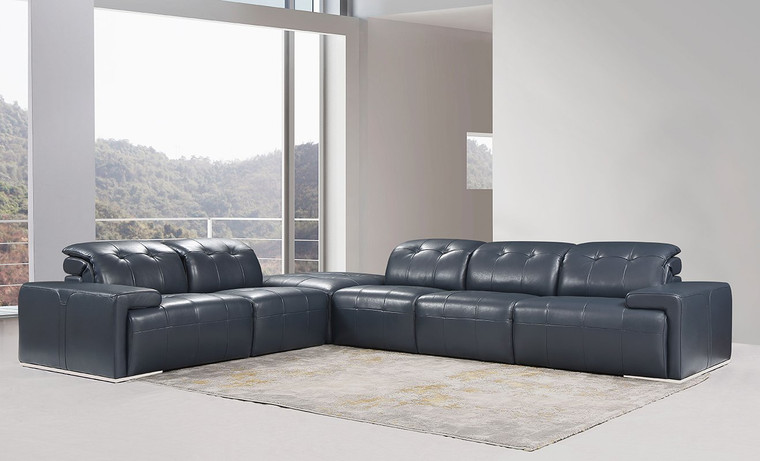 VIG Furniture VGCA1882-BLU Divani Casa Grafton Modern Blue Leather Sectional Sofa