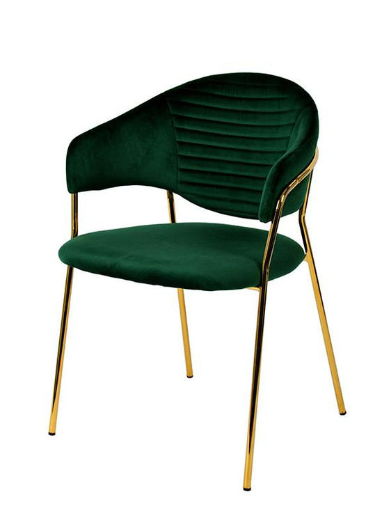 VIG Furniture VGFHFDC8022-GRN Modrest Trevor Modern Green Velvet & Gold Dining Chair (Set Of 2)