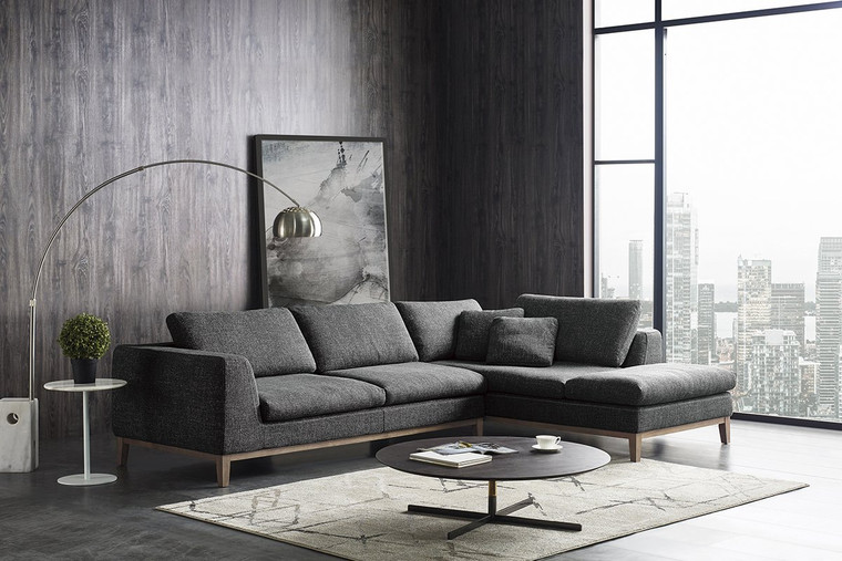 VIG Furniture VGMB-C005-GRY Divani Casa Hickman Modern Dark Grey Fabric Sectional Sofa