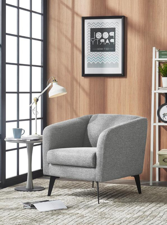 VIG Furniture VGMB-1821-LTGRY Divani Casa Bannack Modern Light Grey Fabric Lounge Chair