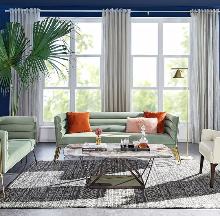 VIG Furniture VGCA1105-SOFA-GRN Divani Casa Bixby Modern Light Green Velvet & Gold Sofa