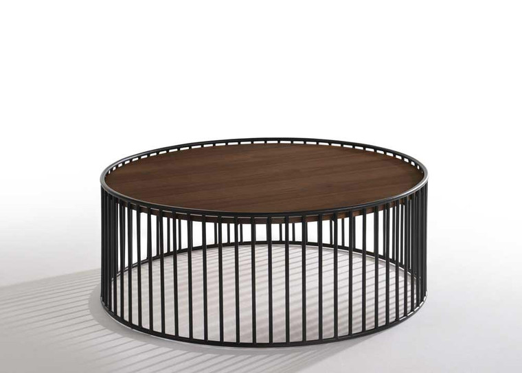 VIG Furniture VGMAMIT-5224-COF Modrest Bronson Modern Walnut & Black Round Coffee Table
