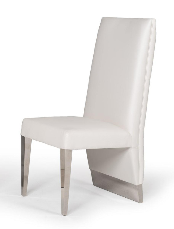 VIG Furniture VGVCB1819-WHT Modrest Kilson Modern White Leatherette & Stainless Steel Dining Chair (Set Of 2)