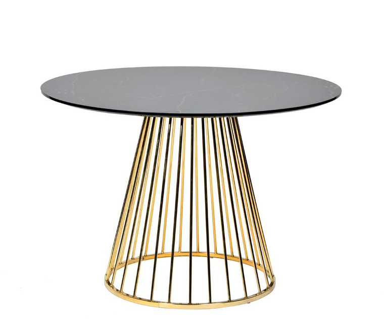 VIG Furniture VGFH-FDT7012-BLK Modrest Holly Modern Black & Gold Round Dining Table