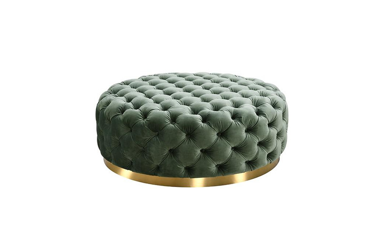 VIG Furniture VGYUHD-1875-GRN Divani Casa Ritner Modern Green Velvet Ottoman