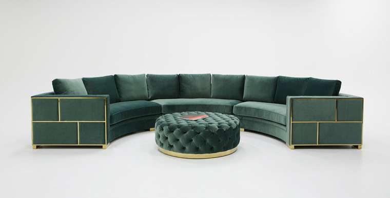 VIG Furniture VGYUHD-1840-B-GRN Divani Casa Ritner Modern Green Velvet Circular Sectional Sofa