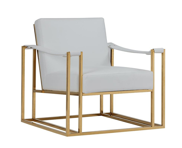 VIG Furniture VGRH-RHS-AC-205-WHT Modrest Larson Modern White Leatherette & Gold Accent Chair