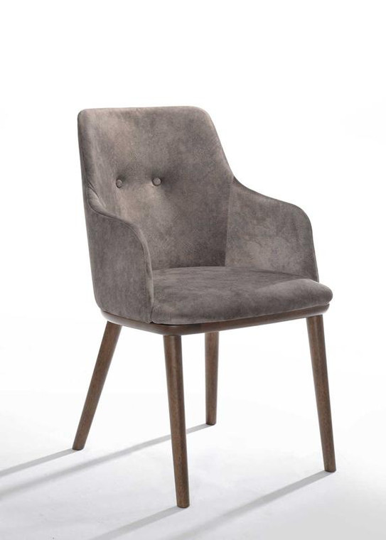 VIG Furniture VGMAMI-775-GRY Modrest Theresa Modern Grey & Walnut Dining Chair (Set Of 2)