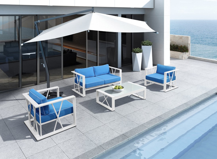 VIG Furniture VGGES0245 Renava Palms Outdoor Blue & White Sofa Set