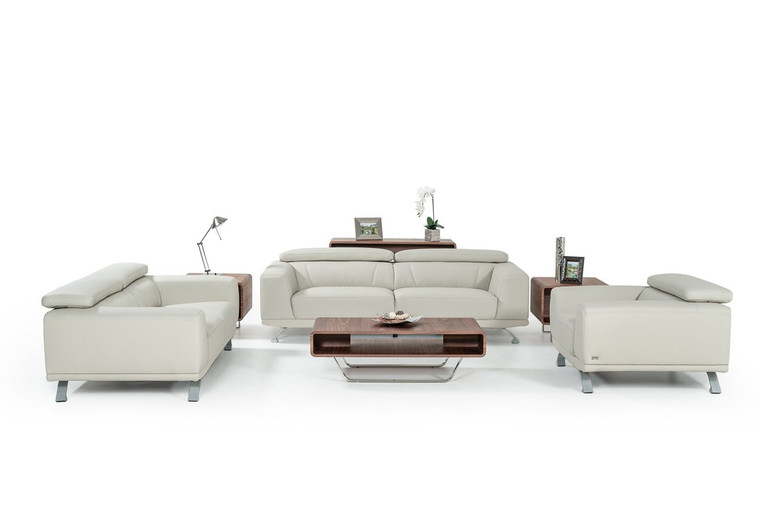 VIG Furniture VGKN8334-LTGRY Divani Casa Brustle Modern Light Grey Eco-Leather Sofa Set