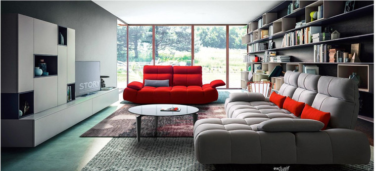 VIG Furniture VGFTBALOON-SET David Ferrari Baloon Modern Grey & Red Fabric Sectional & Sofa Set