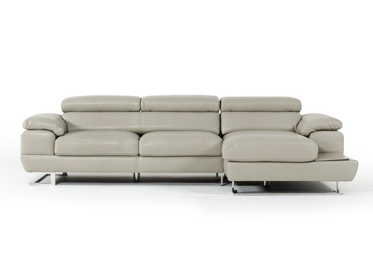 VIG Furniture VGNTINVICTUS-CAT-C-GRY Estro Salotti Invictus Modern Grey Leather Sectional Sofa
