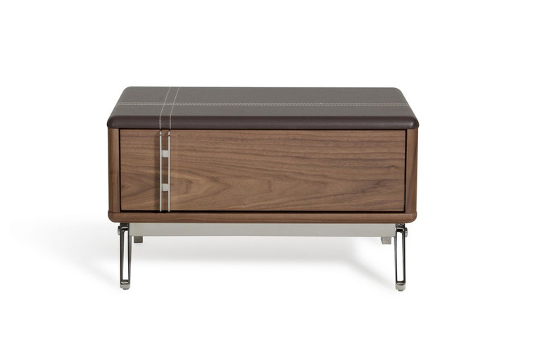 VIG Furniture VGVCN-A001 Nova Domus Ria Contemporary Brown Eco-Leather & Walnut Nightstand