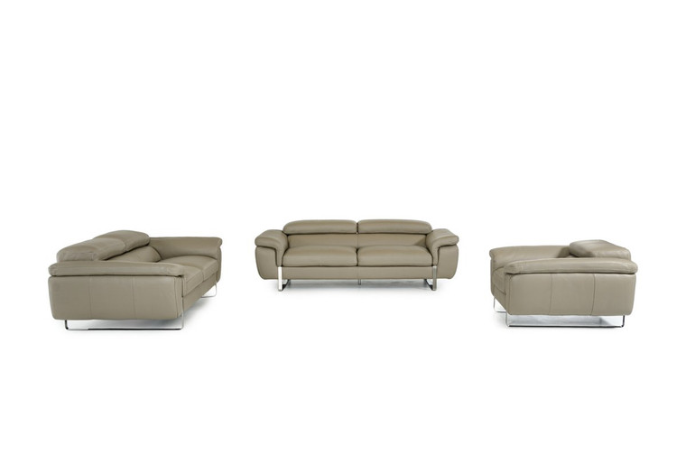 VIG Furniture VGFTHIGHLINE-GRY-TOP David Ferrari Highline Italian Modern Grey Leather Sofa Set
