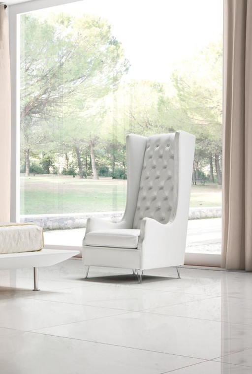 VIG Furniture VGNT-SP-VANITY Estro Salotti Vanity Modern White Leather Lounge Chair