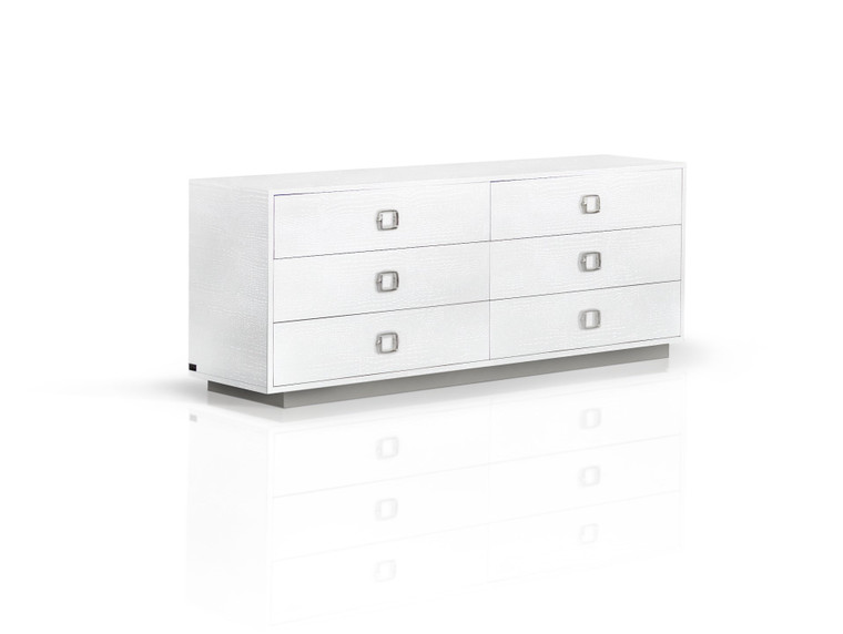 VIG Furniture VGUNAW421-159-CROC A&X Victoria - Modern White Crocodile Dresser