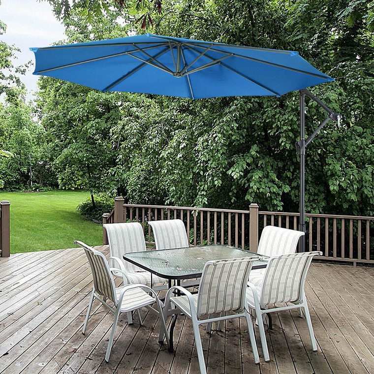 10' Patio Outdoor Sunshade Hanging Umbrella-Blue OP2808BL