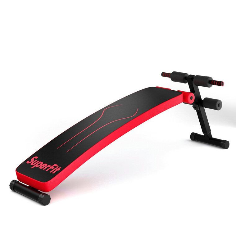 Folding Weight Bench Adjustable Sit-Up Board Workout Slant Bench-Red SP37043RE