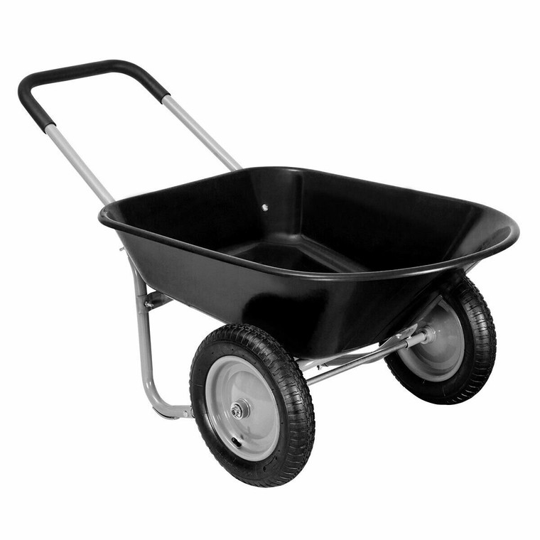 2 Tire Wheelbarrow Garden Cart Heavy-Duty Dolly Utility Cart-Black TL35154BK