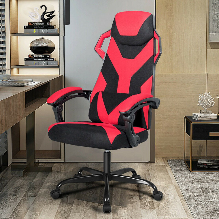 Large Size Adjustable Backrest Massage Gaming Chair-Red HW62460RE