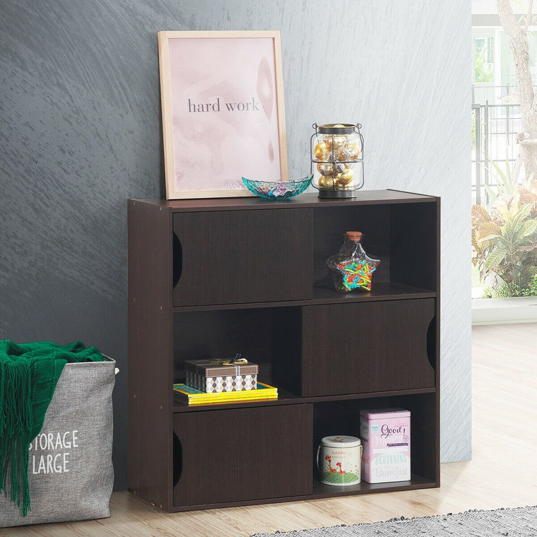 3-Cube Bookcase Cabinet With Humanized Grooved Handles HW63106