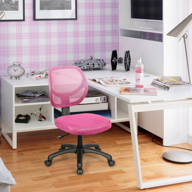 Low-Back Computer Task Office Desk Chair With Swivel Casters-Pink HW63008PI