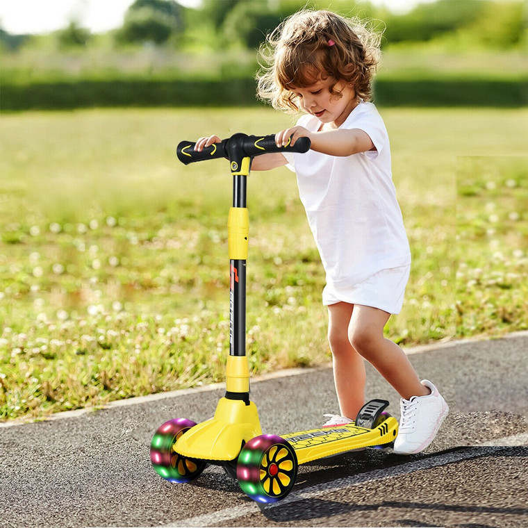 Adjustable Height Folding Aluminum Kids Kick Scooter-Yellow SP0568YW