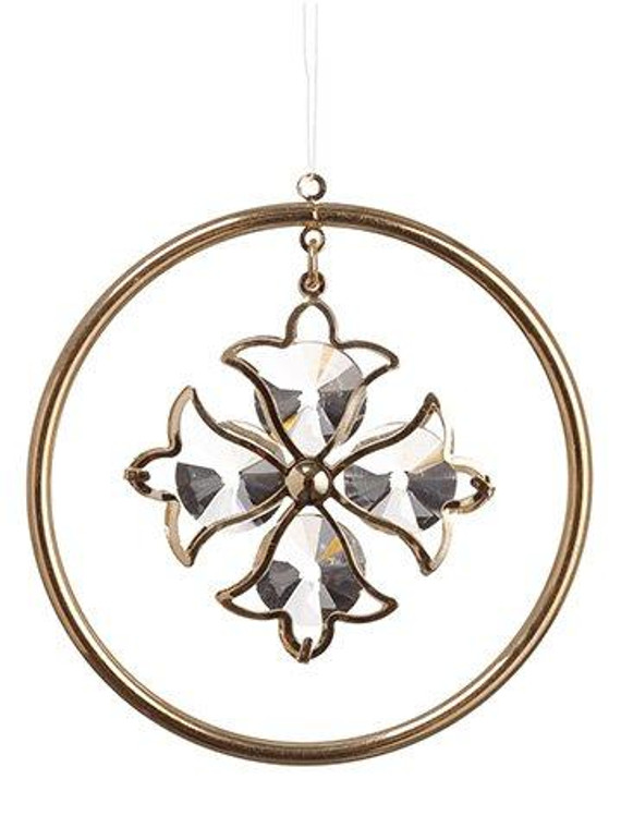 3.1" Rhinestone Flower Ring Ornament Gold 48 Pieces XN3449-GO