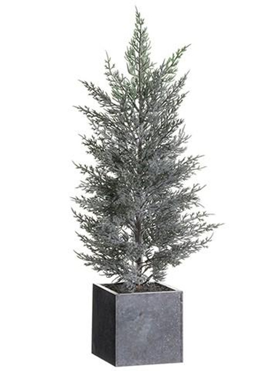 27" Snowed Pine Tree In Tin Pot Green Snow 2 Pieces YTM146-GR/SN