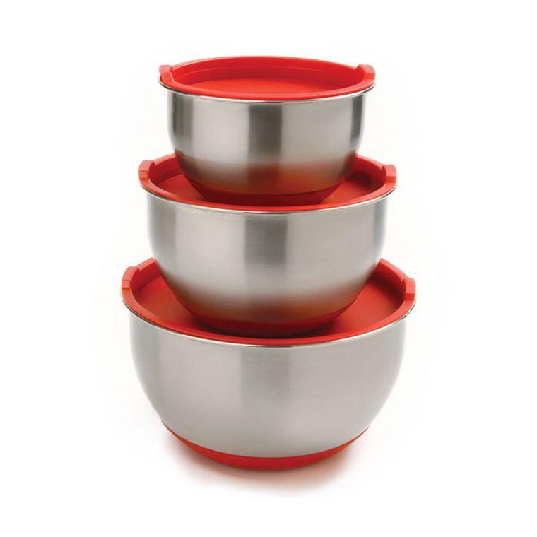 Norpro S/S Grip Bowl With Lids,Set of 3 (Pack Of 6) 10446