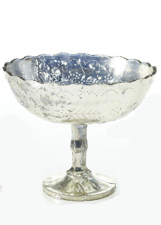 Silver Mercury Glass Desiray Pedestal Bowl ACD-35040.00 By Afloral