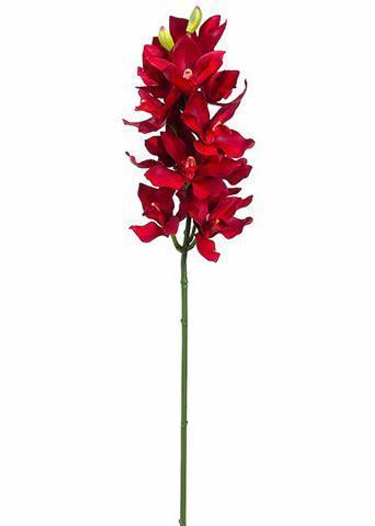 Faux Cymbidium Orchid Spray In Red - 38" Tall SLK-HSO690-RE By Afloral
