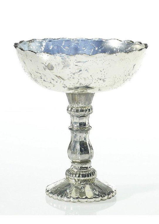 Desiray Silver Vintage Mercury Glass Pedestal Bowl ACD-35050.00 By Afloral