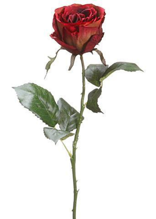 Half Open Artificial Red Rose - 22" Tall (Pack Of 2) SLK-FSR385-BU By Afloral