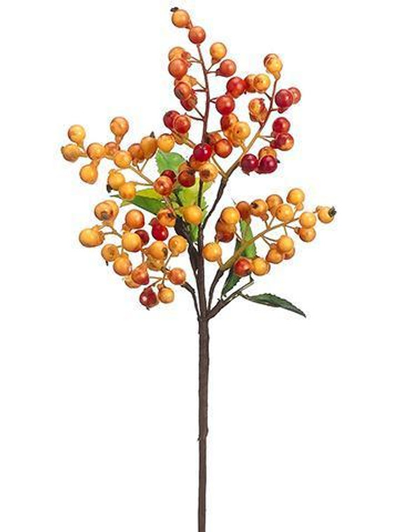Orange And Red Fake Fall Berry Pick - 14" (Pack Of 3) SLK-FKB051-FA By Afloral
