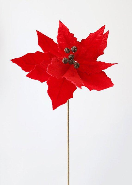 Deluxe Velvet Poinsettia In Red - 24" Tall (Pack Of 2) REG-MTX56545-RED By Afloral