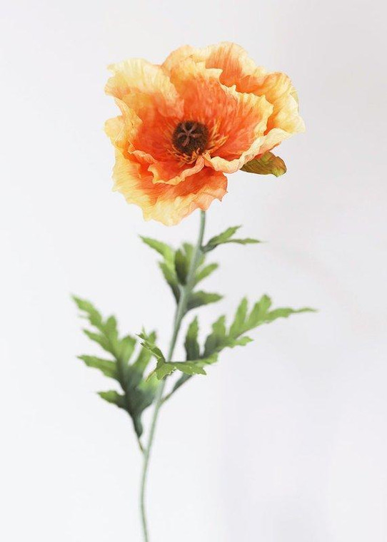 Fake Poppy Flower In Peach Yellow (Pack Of 3) SLK-FSP484-PE/YE By Afloral