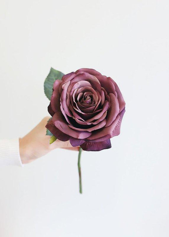 Dusty Eggplant Fake Roses Fall Flower Pick - 12" Tall (Pack Of 2) SLK-FSR111-EP By Afloral